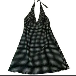 J. Crew Women's Navy Blue & Green Lined  Halter Fit Flare Dress Size 14